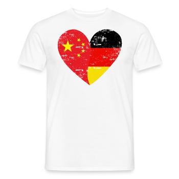 China Germany Flag Heart - Men's T-Shirt - white - Front - AI Model Male 178 dark (178cm)