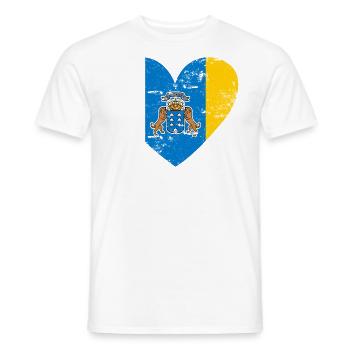 Îles Canaries Flag Heart - T-shirt homme - blanc - Devant - AI Model Male 178 dark (178cm)