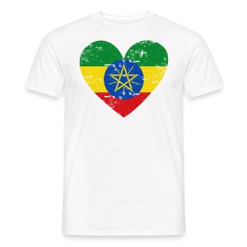 Ethiopia Flag Heart - Men's T-Shirt - white - Front - AI Model Male 178 dark (178cm)