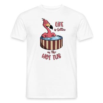 Flamingo im Pool - Life is better in the Hot Tub - Men's T-Shirt - white - Front - AI Model Male 178 dark (178cm)
