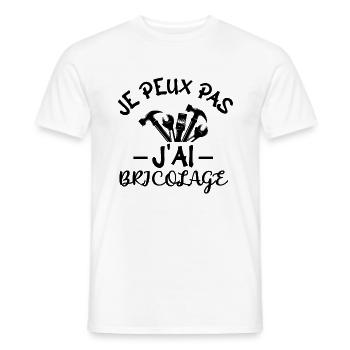 je peux pas j'ai bricolage - Bricolage !! - T-shirt homme - blanc - Devant - AI Model Male 178 dark (178cm)