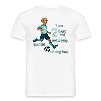 Boy shoots football - I'm 2 years old - Men's T-Shirt - white - Front - AI Model Male 178 dark (178cm)