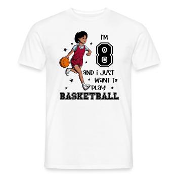Girl plays basketball - I'm 8 - Men's T-Shirt - white - Front - AI Model Male 178 dark (178cm)