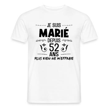 Je Suis Marié depuis 52 ans Rien me fait Peur ! - T-shirt homme - blanc - Devant - AI Model Male 178 dark (178cm)
