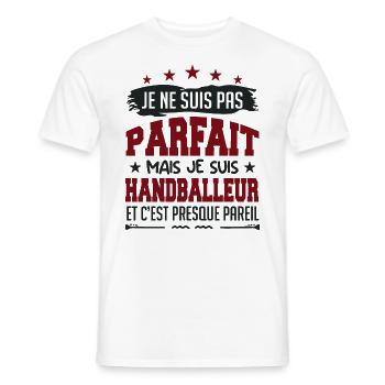 pas parfait mais handball, handballeur - T-shirt homme - blanc - Devant - AI Model Male 178 dark (178cm)