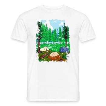 Campen im Zelt und im Wald - Camping - Männer T-Shirt - Weiß - Vorne - AI Model Male 178 dark (178cm)