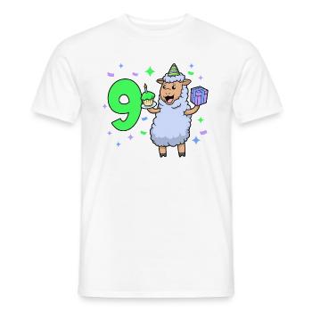 Mit Schaf - Mädchen Geburtstag 9 Jahre - Männer T-Shirt - Weiß - Vorne - AI Model Male 178 dark (178cm)