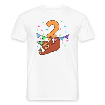 Mit Faultier - Kinder Geburtstag 2 Jahre - Männer T-Shirt - Weiß - Vorne - AI Model Male 178 dark (178cm)