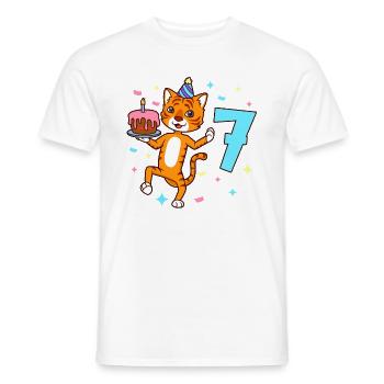 Mit Tiger - Jungen Geburtstag 7 Jahre - Männer T-Shirt - Weiß - Vorne - AI Model Male 178 dark (178cm)