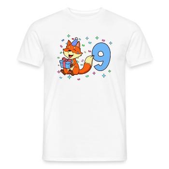 Avec renard - anniversaire de garçon 9 ans - T-shirt homme - blanc - Devant - AI Model Male 178 dark (178cm)