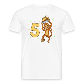 With monkey - children's birthday 5 years - Men's T-Shirt - white - Front - AI Model Male 178 dark (178cm)