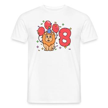 With lion - children's birthday 8 years - Men's T-Shirt - white - Front - AI Model Male 178 dark (178cm)