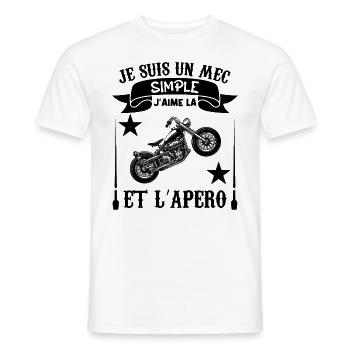 Je suis Un mec Simple j aime la moto et l apéro - T-shirt homme - blanc - Devant - AI Model Male 178 dark (178cm)