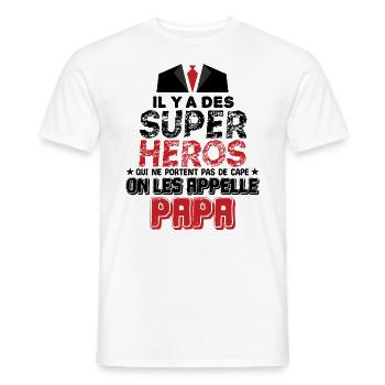 il y a des supers héros, humour super papa.Famille - T-shirt homme - blanc - Devant - AI Model Male 178 dark (178cm)