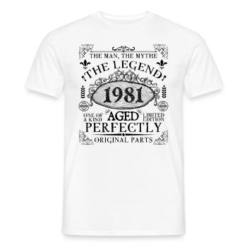 1981 | Die Legende seit 1981 Geburtstag - Männer T-Shirt - Weiß - Vorne - AI Model Male 178 dark (178cm)