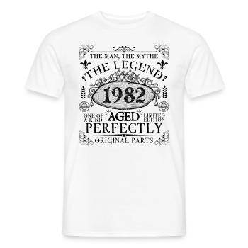 1982 | Die Legende seit 1982 Geburtstag - Männer T-Shirt - Weiß - Vorne - AI Model Male 178 dark (178cm)