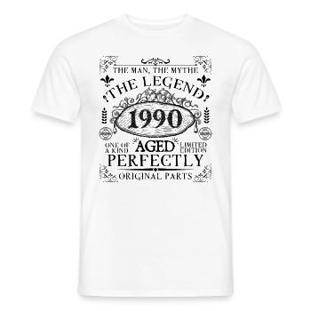 1990 | Die Legende seit 1990 Geburtstag - Männer T-Shirt - Weiß - Vorne - AI Model Male 178 dark (178cm)