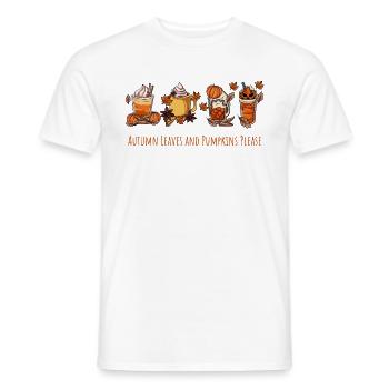 Autumn leaves and pumpkin autumn - Men's T-Shirt - white - Front - AI Model Male 178 dark (178cm)