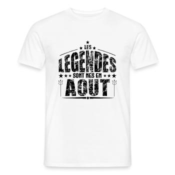 Aout | les Légendes sont nés en Aout Anniversaire - T-shirt homme - blanc - Devant - AI Model Male 178 dark (178cm)