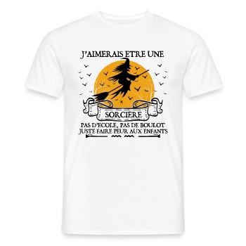 cadeau Halloween humour | Sorcière Halloween - T-shirt homme - blanc - Devant - AI Model Male 178 dark (178cm)