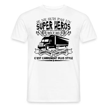 chauffeur camion | Fan de Camions super héros - T-shirt homme - blanc - Devant - AI Model Male 178 dark (178cm)