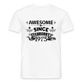 February 1973 | Awesome 1973 | born in February - T-shirt homme - blanc - Devant - AI Model Male 178 dark (178cm)