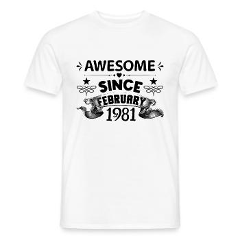 February 1981 | Awesome 1981 | born in February - T-shirt homme - blanc - Devant - AI Model Male 178 dark (178cm)