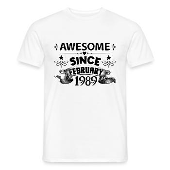 February 1989 | Awesome 1989 | born in February - T-shirt homme - blanc - Devant - AI Model Male 178 dark (178cm)