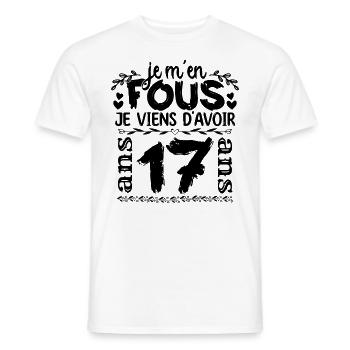 J’ai 17 ans | Je m'en fous j'ai 17 ans - T-shirt homme - blanc - Devant - AI Model Male 178 dark (178cm)