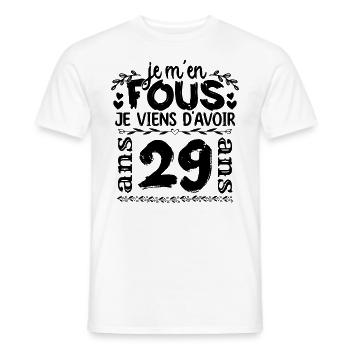 J’ai 29 ans | Je m'en fous j'ai 29 ans - T-shirt homme - blanc - Devant - AI Model Male 178 dark (178cm)