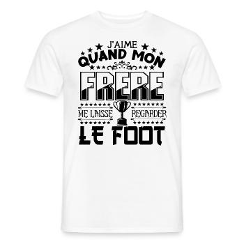 Le Foot | Mon Frère et Le football - T-shirt homme - blanc - Devant - AI Model Male 178 dark (178cm)