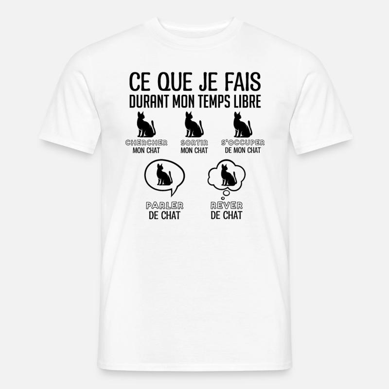 J’aime mon chat - Durant mon temps libre !! - T-shirt homme - blanc