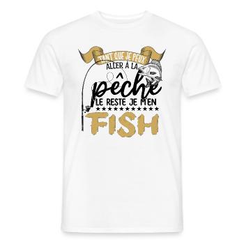 je m'en fish | la pêche le reste je m'en fish !! - T-shirt homme - blanc - Devant - AI Model Male 178 dark (178cm)