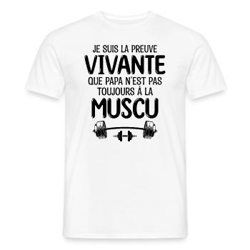 Papa Muscu | papa à la salle de musculation - T-shirt homme - blanc - Devant - AI Model Male 178 dark (178cm)