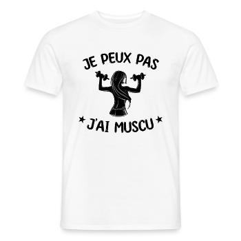 fille musculation la muscu je peux pas j'ai muscu - T-shirt homme - blanc - Devant - AI Model Male 178 dark (178cm)