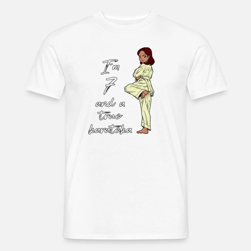 Ich bin 7 - Mädchen Karate - Männer T-Shirt - Weiß