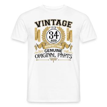 Vintage 34 years - birthday gift 34 years !!! - Men's T-Shirt - white - Front - AI Model Male 178 dark (178cm)