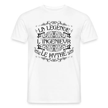 Ingénieur | la légende Ingénieur le mythe - T-shirt homme - blanc - Devant - AI Model Male 178 dark (178cm)