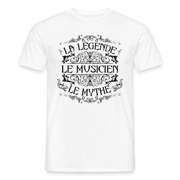 Musicien | la légende Musicien le mythe - T-shirt homme - blanc - Devant - AI Model Male 178 dark (178cm)