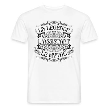 Assistant | la légende Assistant le mythe - T-shirt homme - blanc - Devant - AI Model Male 178 dark (178cm)