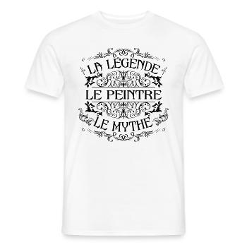 Peintre | la légende Peintre le mythe - T-shirt homme - blanc - Devant - AI Model Male 178 dark (178cm)