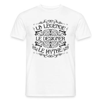 Designer | la légende Designer le mythe - T-shirt homme - blanc - Devant - AI Model Male 178 dark (178cm)