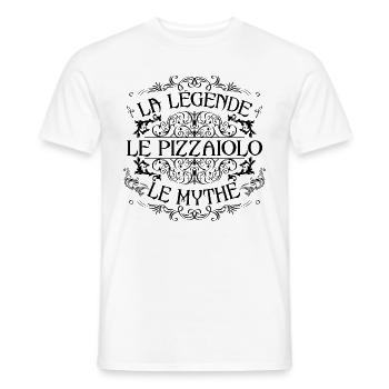 Pizzaiolo | la légende Pizzaiolo le mythe - T-shirt homme - blanc - Devant - AI Model Male 178 dark (178cm)