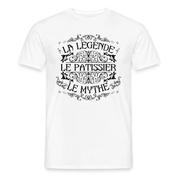 Patissier | la légende Patissier le mythe - T-shirt homme - blanc - Devant - AI Model Male 178 dark (178cm)