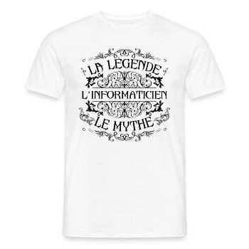 Informaticien | la légende Informaticien le mythe - T-shirt homme - blanc - Devant - AI Model Male 178 dark (178cm)