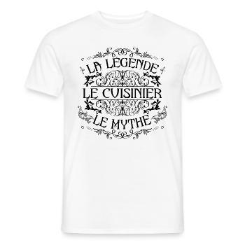 Cuisinier | la légende Cuisinier le mythe - T-shirt homme - blanc - Devant - AI Model Male 178 dark (178cm)