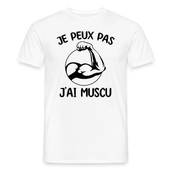 Musculation | J'peux pas j'ai muscu !! - T-shirt homme - blanc - Devant - AI Model Male 178 dark (178cm)