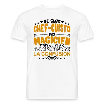 Chef-Cuistot pas Magicien | le Meilleur Chef-Cuis - T-shirt homme - blanc - Devant - AI Model Male 178 dark (178cm)