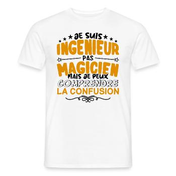 Ingénieur pas Magicien | le Meilleur Ingénieur ca - T-shirt homme - blanc - Devant - AI Model Male 178 dark (178cm)