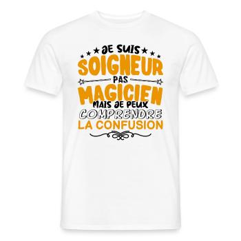 Soigneur pas Magicien | le Meilleur Soigneur cade - T-shirt homme - blanc - Devant - AI Model Male 178 dark (178cm)